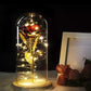 Beauty And Beast Rose In Flask Led Rose Flower Light Black Base Glass Dome Best For Mother's Day Valentines Day Gift